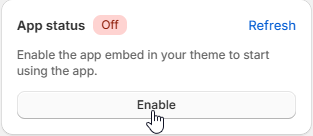 The App status card showing Off with the Enable button